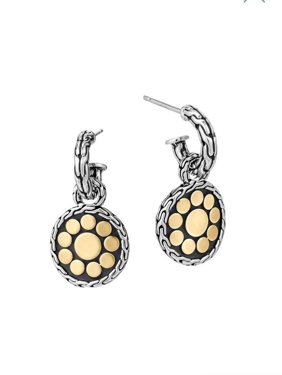 John Hardy Jewelry - John Hardy Dot Silver & 18K Yellow Gold Small Round Hoop Drop Earrings